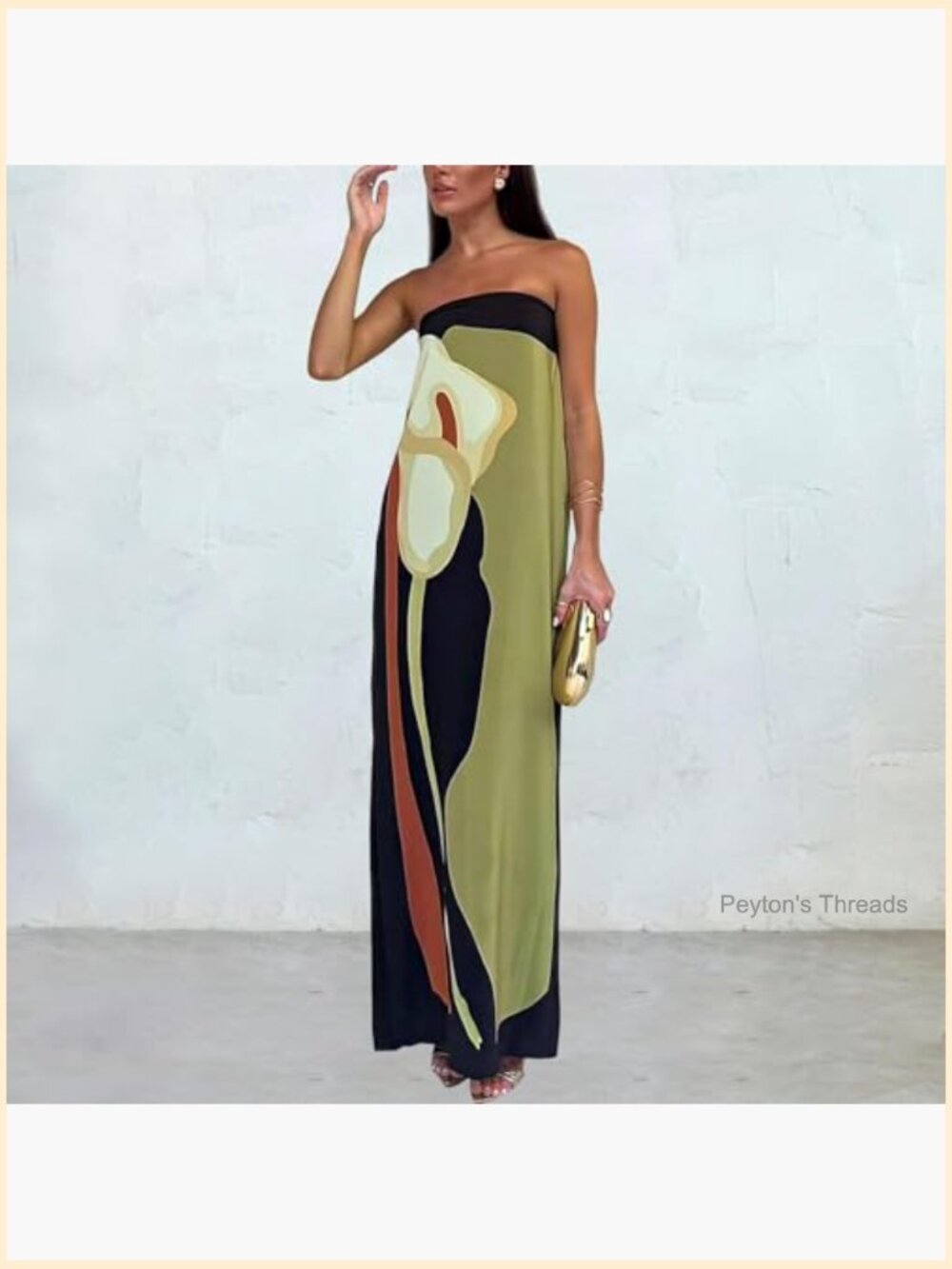 Strapless Maxi Dress Summer Backless Floral Long Tube Dress Off Shoulder Party - Picture 2 of 7